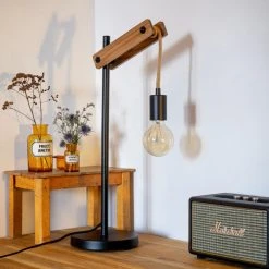 Hofstein Aarhus Tischleuchte Schwarz, Holz dunkel, 1-flammig 19 Hofstein Aarhus Tischleuchte Schwarz, Holz dunkel, 1-flammig -Günstiges Tischlampen Geschäft aarhus tischleuchte h3326343 3