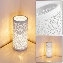 Hofstein Aberjona Tischleuchte Weiß, 1-flammig