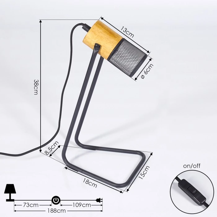 Hofstein Agrons Tischleuchte Schwarz, 1-flammig 6 Hofstein Agrons Tischleuchte Schwarz, 1-flammig – Bild 4