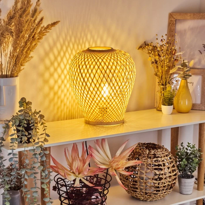 Hofstein Alavi Tischleuchte Naturfarben, 1-flammig 3 Hofstein Alavi Tischleuchte Naturfarben, 1-flammig