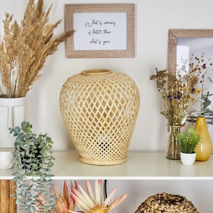 Hofstein Alavi Tischleuchte Naturfarben, 1-flammig 4 Hofstein Alavi Tischleuchte Naturfarben, 1-flammig – Bild 2