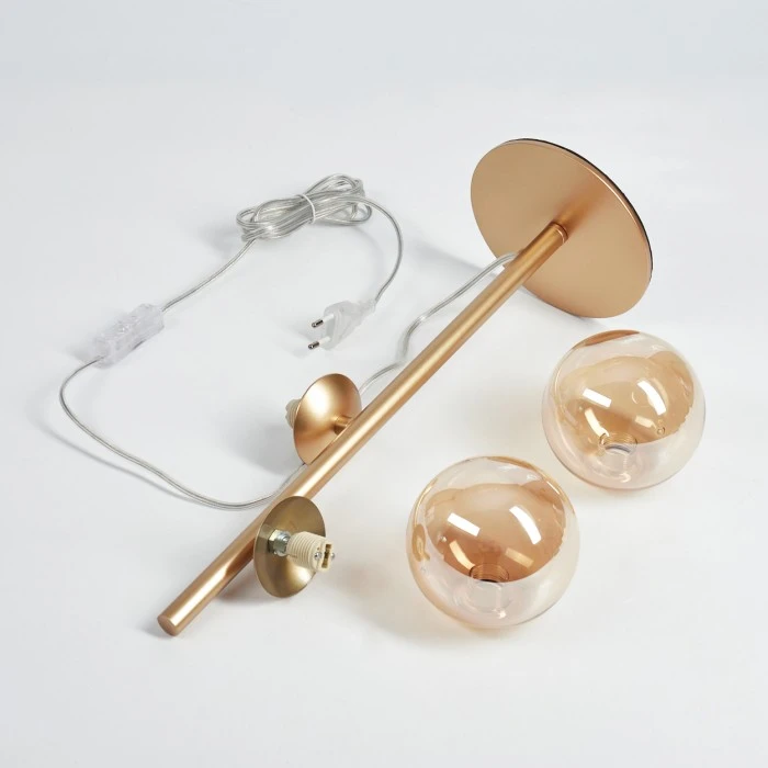 Hofstein Alden Tischleuchte Messing, 2-flammig 7 Hofstein Alden Tischleuchte Messing, 2-flammig – Bild 5