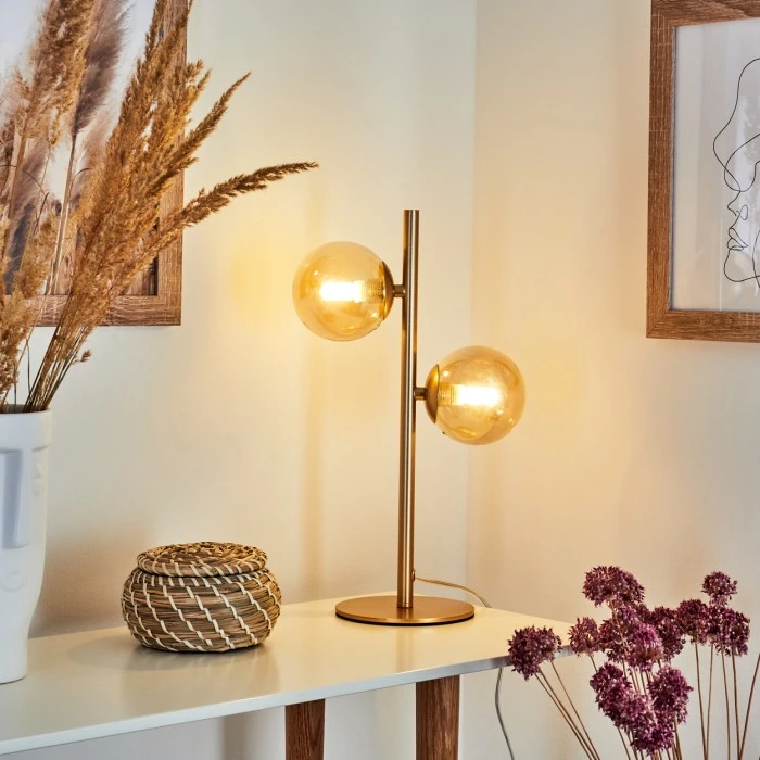 Hofstein Alden Tischleuchte Messing, 2-flammig 9 Hofstein Alden Tischleuchte Messing, 2-flammig – Bild 7