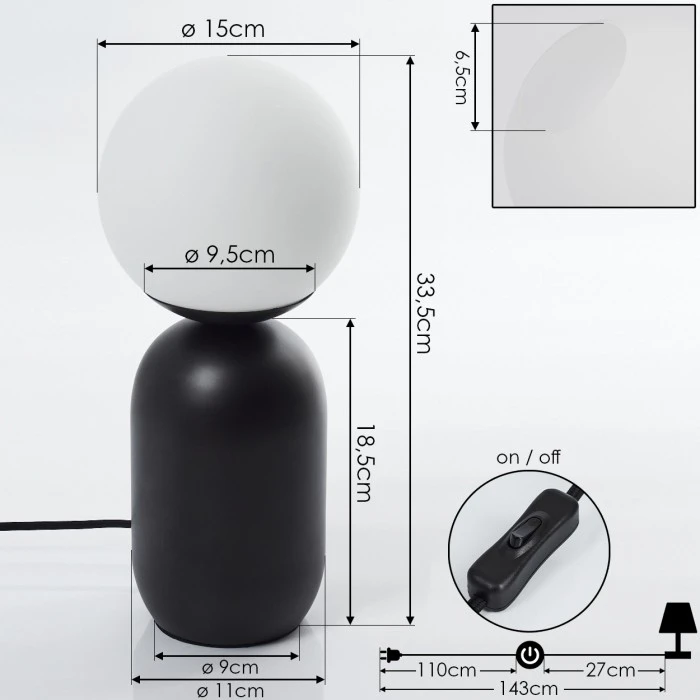 Hofstein Alolas Tischleuchte Grau, 1-flammig 6 Hofstein Alolas Tischleuchte Grau, 1-flammig – Bild 4
