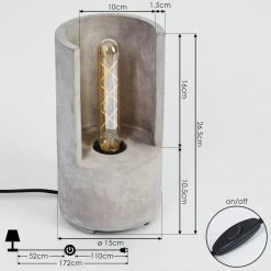Hofstein Amite Tischleuchte Grau, 1-flammig -Günstiges Tischlampen Geschäft amite tischleuchte h3390023 3