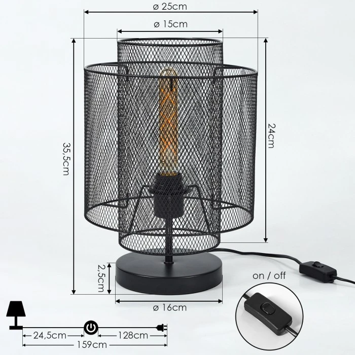 Hofstein Amsoldingen Tischleuchte Schwarz, 1-flammig 6 Hofstein Amsoldingen Tischleuchte Schwarz, 1-flammig – Bild 4