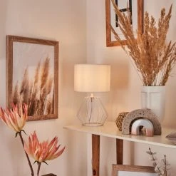 Hofstein Avon Tischleuchte Weiß, 1-flammig