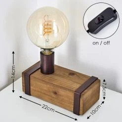 Hofstein Balakovo Tischleuchte Rostfarben, Holz dunkel, 1-flammig -Günstiges Tischlampen Geschäft balakovo tischleuchte h3323717 1