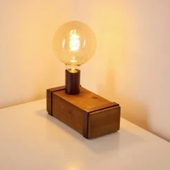 Hofstein Balakovo Tischleuchte Rostfarben, Holz dunkel, 1-flammig -Günstiges Tischlampen Geschäft balakovo tischleuchte h3323717 12