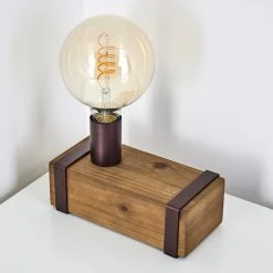 Hofstein Balakovo Tischleuchte Rostfarben, Holz dunkel, 1-flammig -Günstiges Tischlampen Geschäft balakovo tischleuchte h3323717 13