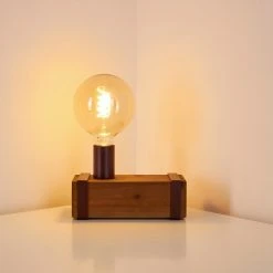 Hofstein Balakovo Tischleuchte Rostfarben, Holz dunkel, 1-flammig -Günstiges Tischlampen Geschäft balakovo tischleuchte h3323717 2