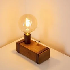 Hofstein Balakovo Tischleuchte Rostfarben, Holz dunkel, 1-flammig -Günstiges Tischlampen Geschäft balakovo tischleuchte h3323717 4