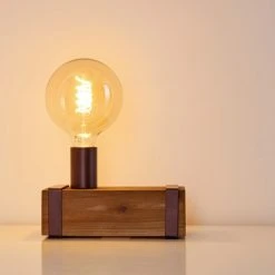 Hofstein Balakovo Tischleuchte Rostfarben, Holz dunkel, 1-flammig -Günstiges Tischlampen Geschäft balakovo tischleuchte h3323717 6