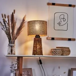 Hofstein Balifoudray Tischleuchte Schwarz, Naturfarben, 1-flammig -Günstiges Tischlampen Geschäft balifoudray tischleuchte h3535103 10