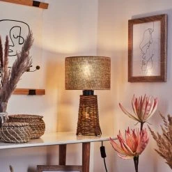 Hofstein Balifoudray Tischleuchte Schwarz, Naturfarben, 1-flammig -Günstiges Tischlampen Geschäft balifoudray tischleuchte h3535103 6