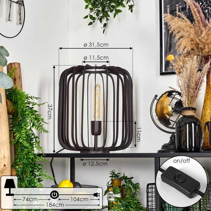 Hofstein Banatica Tischleuchte Schwarz, Braun, 1-flammig 6 Hofstein Banatica Tischleuchte Schwarz, Braun, 1-flammig – Bild 4