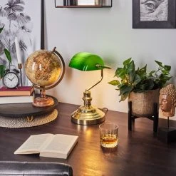 Hofstein Bankerlampe Messing, Grün, Gold, 1-flammig -Günstiges Tischlampen Geschäft bankerlampe h164243 8