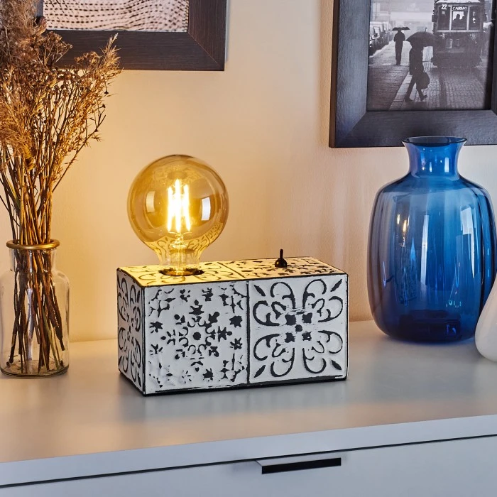 Hofstein Banks Tischleuchte Grau, Weiß, 1-flammig 3 Hofstein Banks Tischleuchte Grau, Weiß, 1-flammig