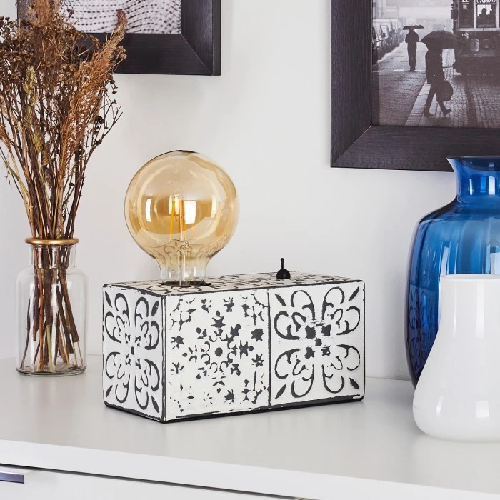 Hofstein Banks Tischleuchte Grau, Weiß, 1-flammig 4 Hofstein Banks Tischleuchte Grau, Weiß, 1-flammig – Bild 2