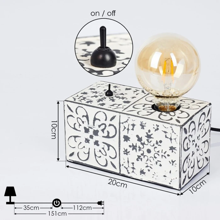 Hofstein Banks Tischleuchte Grau, Weiß, 1-flammig 6 Hofstein Banks Tischleuchte Grau, Weiß, 1-flammig – Bild 4