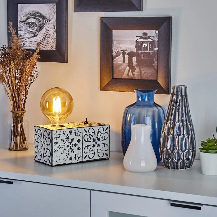 Hofstein Banks Tischleuchte Grau, Weiß, 1-flammig 10 Hofstein Banks Tischleuchte Grau, Weiß, 1-flammig – Bild 8