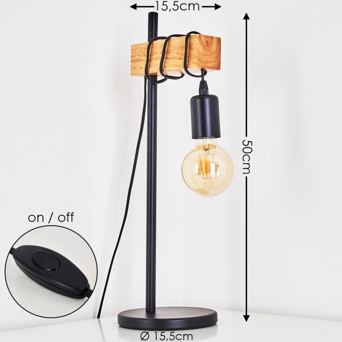 Hofstein Barbengo Tischleuchte Schwarz, Braun, 1-flammig 4 Hofstein Barbengo Tischleuchte Schwarz, Braun, 1-flammig – Bild 2