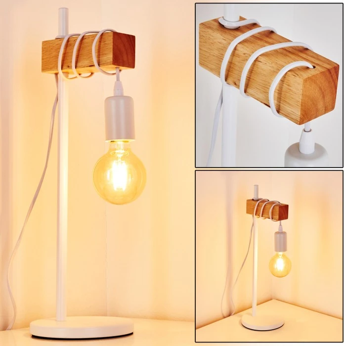 Hofstein Barbengo Tischleuchte Braun, Weiß, 1-flammig 3 Hofstein Barbengo Tischleuchte Braun, Weiß, 1-flammig