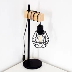 Hofstein Barbengo Tischleuchte Schwarz, Holz hell, 1-flammig -Günstiges Tischlampen Geschäft barbengo tischleuchte h3357620 10