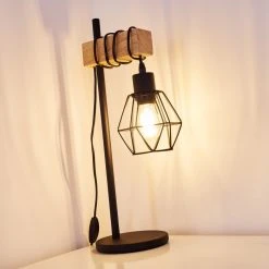 Hofstein Barbengo Tischleuchte Schwarz, Holz hell, 1-flammig -Günstiges Tischlampen Geschäft barbengo tischleuchte h3357620 11