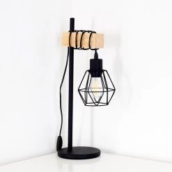 Hofstein Barbengo Tischleuchte Schwarz, Holz hell, 1-flammig -Günstiges Tischlampen Geschäft barbengo tischleuchte h3357620 12