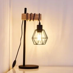 Hofstein Barbengo Tischleuchte Schwarz, Holz hell, 1-flammig -Günstiges Tischlampen Geschäft barbengo tischleuchte h3357620 4