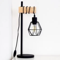 Hofstein Barbengo Tischleuchte Schwarz, Holz hell, 1-flammig -Günstiges Tischlampen Geschäft barbengo tischleuchte h3357620 5