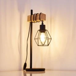 Hofstein Barbengo Tischleuchte Schwarz, Holz hell, 1-flammig -Günstiges Tischlampen Geschäft barbengo tischleuchte h3357620 9