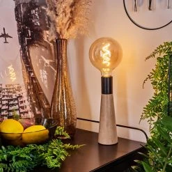 Hofstein Beccar Tischleuchte Schwarz, Naturfarben, 1-flammig