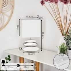 Hofstein Berghamn Tischleuchte Silber, Wei&szlig;, 1-flammig -Günstiges Tischlampen Geschäft berghamn tischleuchte h3596555 3