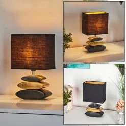 Hofstein Berghamn Tischleuchte Chrom, Schwarz, Gold, 1-flammig