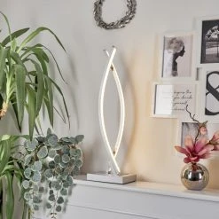 Hofstein Bernese Tischleuchte LED Nickel-Matt, Chrom, 2-flammig