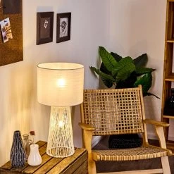 Hofstein Beteta Tischleuchte Weiß, 2-flammig