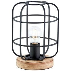 Brilliant Leuchten Brilliant Gwen Tischleuchte Schwarz, Holz hell, 1-flammig