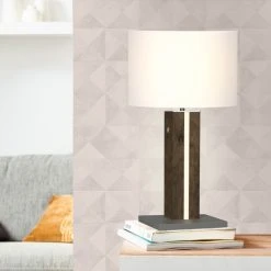 Brilliant Leuchten Brilliant Magnus Tischleuchte Schwarz, Grau, Holz dunkel, 1-flammig