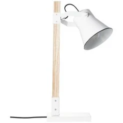 Hofstein Brilliant Plow Tischleuchte Weiß, Holz dunkel, 1-flammig -Günstiges Tischlampen Geschäft brilliant plow tischleuchte 82149 052 10