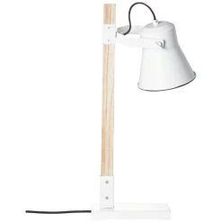 Hofstein Brilliant Plow Tischleuchte Weiß, Holz dunkel, 1-flammig -Günstiges Tischlampen Geschäft brilliant plow tischleuchte 82149 052 11