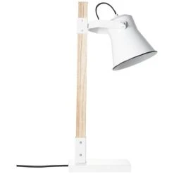 Hofstein Brilliant Plow Tischleuchte Weiß, Holz dunkel, 1-flammig -Günstiges Tischlampen Geschäft brilliant plow tischleuchte 82149 052 8
