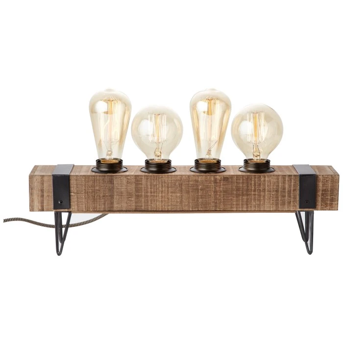 Brilliant Leuchten Brilliant Woodhill Tischleuchte Schwarz, Holz dunkel, 4-flammig 5 Brilliant Leuchten Brilliant Woodhill Tischleuchte Schwarz, Holz dunkel, 4-flammig – Bild 3