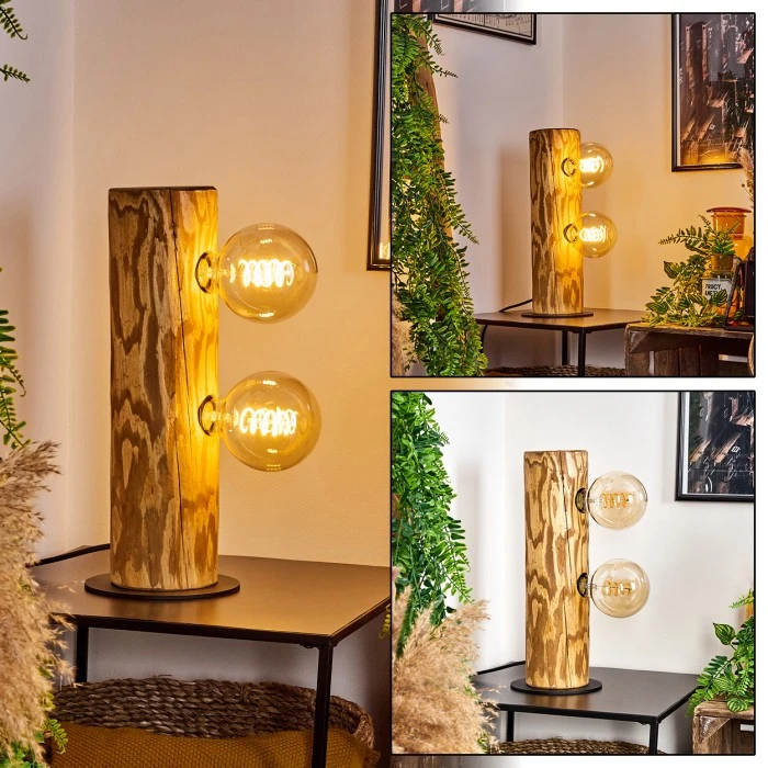 Hofstein Canedo Tischleuchte Schwarz, Naturfarben, 2-flammig 3 Hofstein Canedo Tischleuchte Schwarz, Naturfarben, 2-flammig