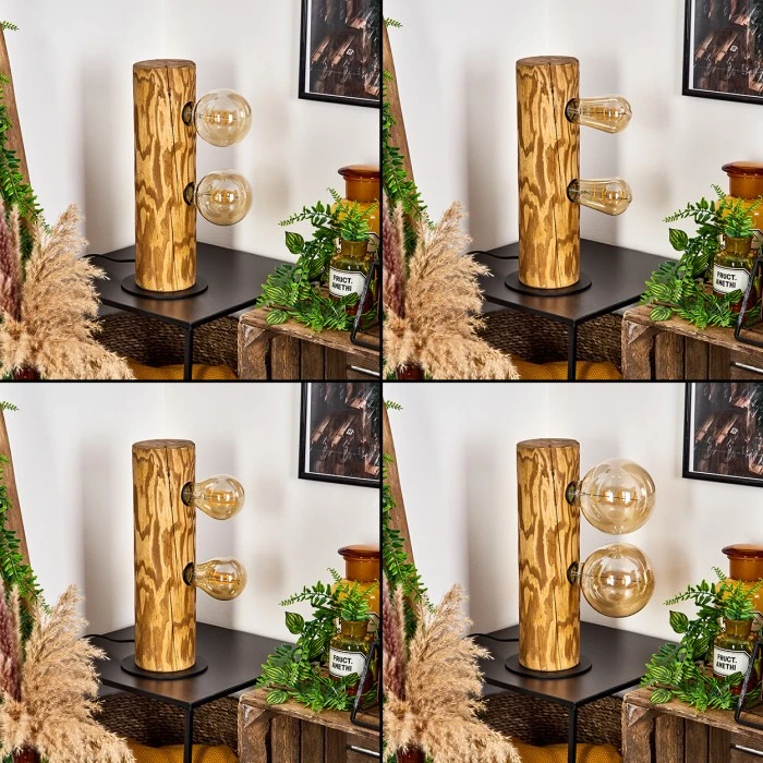 Hofstein Canedo Tischleuchte Schwarz, Naturfarben, 2-flammig 4 Hofstein Canedo Tischleuchte Schwarz, Naturfarben, 2-flammig – Bild 2