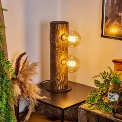 Hofstein Canedo Tischleuchte Schwarz, Holz dunkel, 2-flammig -Günstiges Tischlampen Geschäft canedo tischleuchte h3606476 6