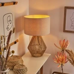 Hofstein Canot Tischleuchte Braun, Naturfarben, 1-flammig