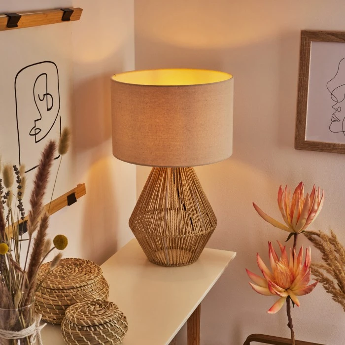 Hofstein Canot Tischleuchte Braun, Naturfarben, 1-flammig 3 Hofstein Canot Tischleuchte Braun, Naturfarben, 1-flammig