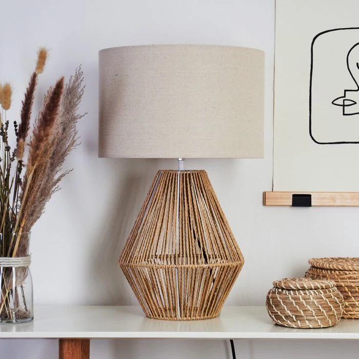 Hofstein Canot Tischleuchte Braun, Naturfarben, 1-flammig 4 Hofstein Canot Tischleuchte Braun, Naturfarben, 1-flammig – Bild 2